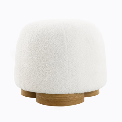 Round Upholstered Ottoman, Footstool For Bedroom, Entryway
