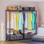 Organisateur de garde-robe autoportant 35,5 po avec tringle, tablettes réglables et 2 tiroirs en tissu pour chambre à coucher, appartement et salle de lavage, gris foncé