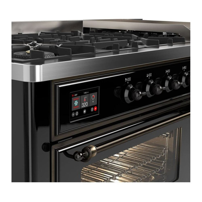 ILVE Majestic II Series 60 inch Dual Fuel Range with 9 Burners, Griddle (Glass Door), Midnight Blue/Burnished, Natural Gas