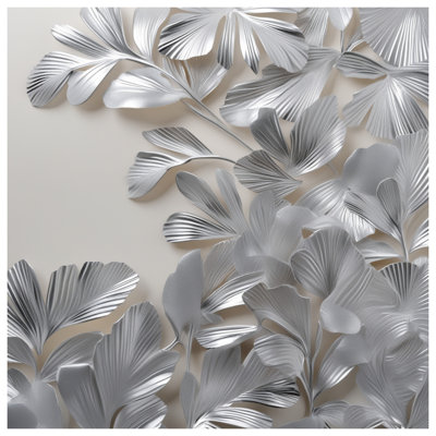 Silver Metal Leaves Canvas Gallery Wrap in Many Sizes