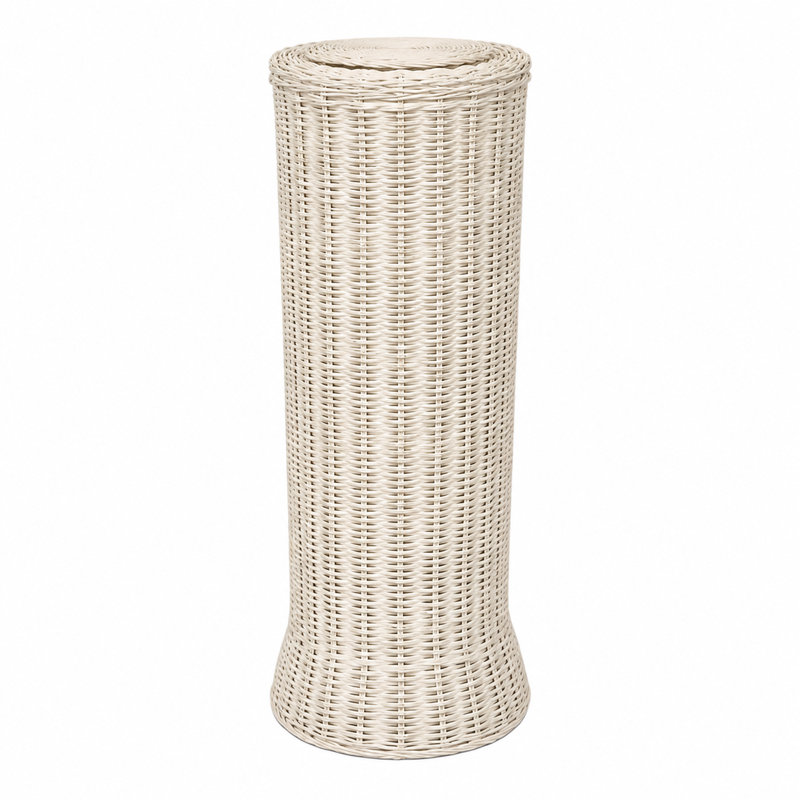 White Round Wicker Pedestal