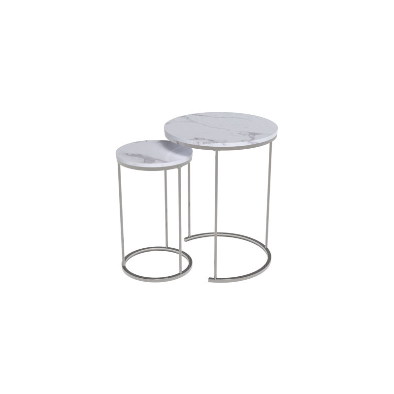 2 Piece Marble Finish End Table