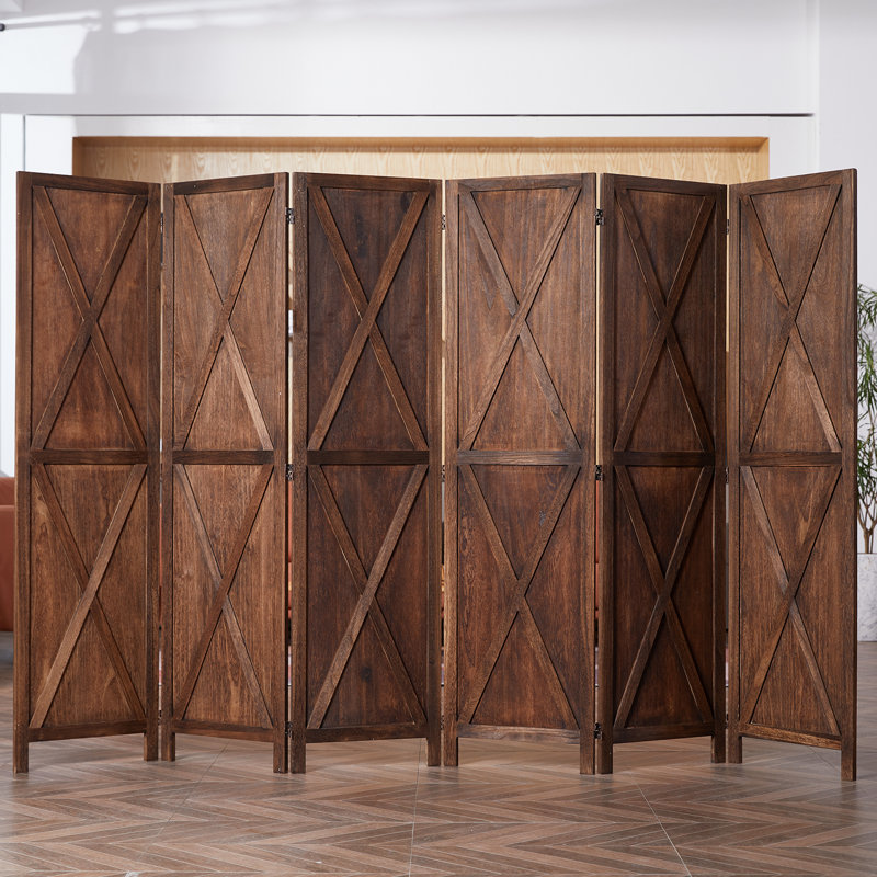 Cloison 6 panneaux en bois massif l 108 po x H 67 po Cordellia