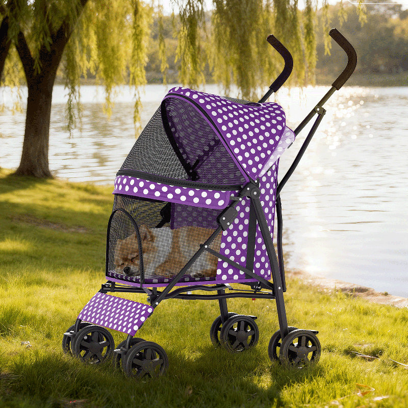 Poussette pour chien avec poussette réglable, Mauve