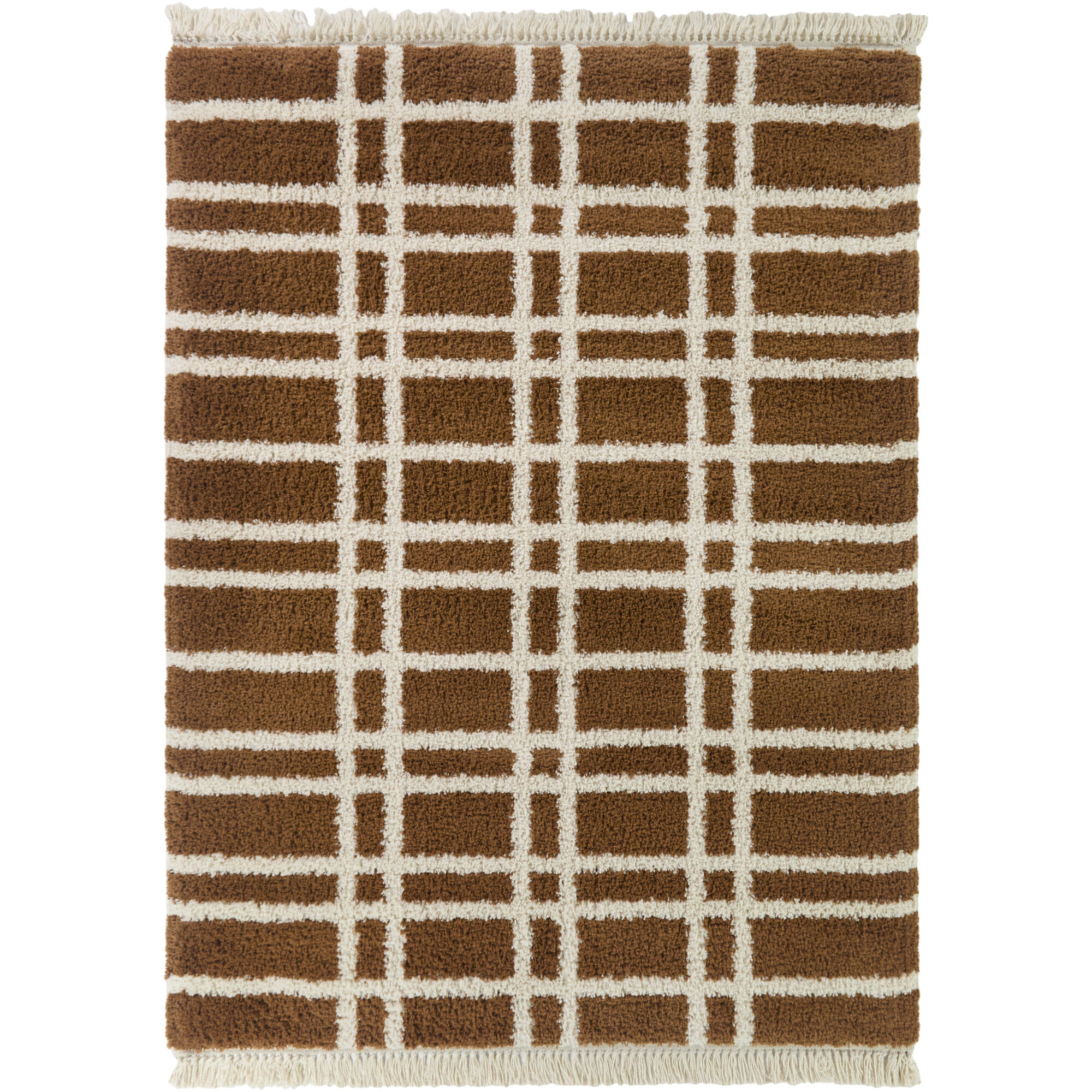 Gracie Oaks Leana Rust Geometric Stripe Area Rug | Wayfair