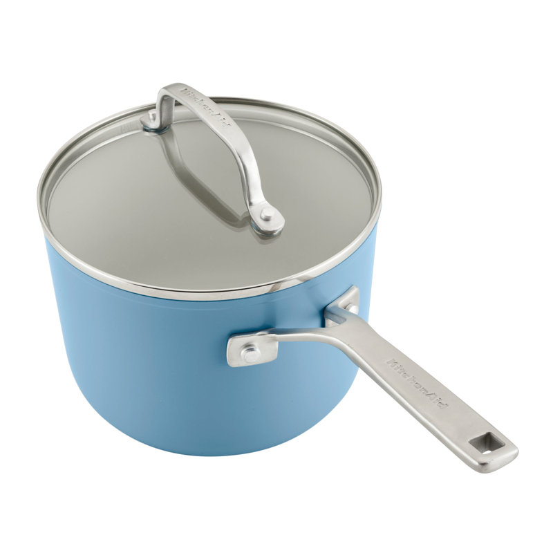 Blue Velvet Aluminum Nonstick Saucier with Glass Lid, 3 Quart