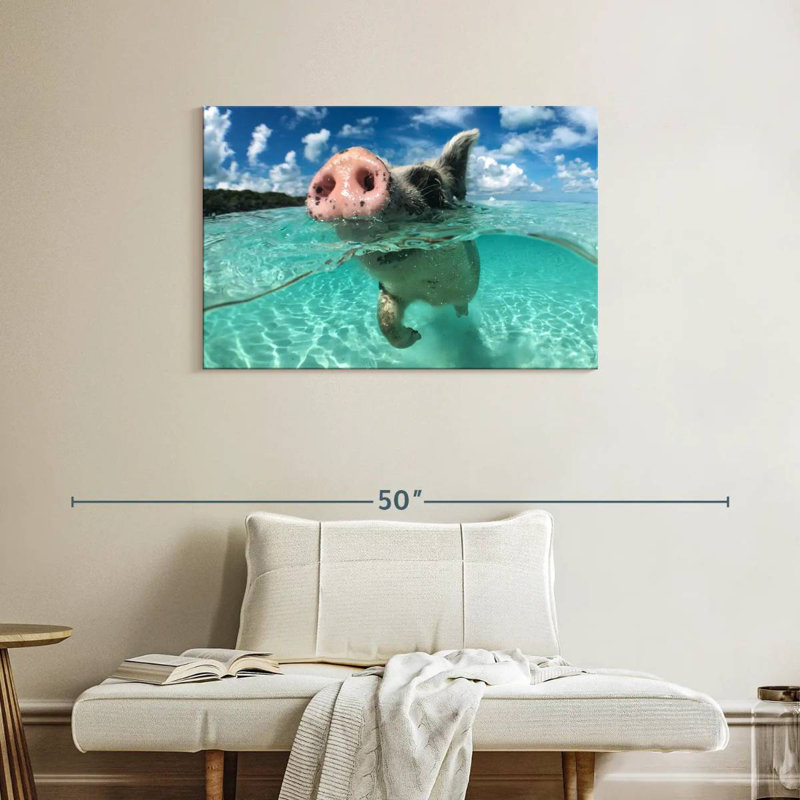 Brampt Swimming Pig, 24" H x 36" W