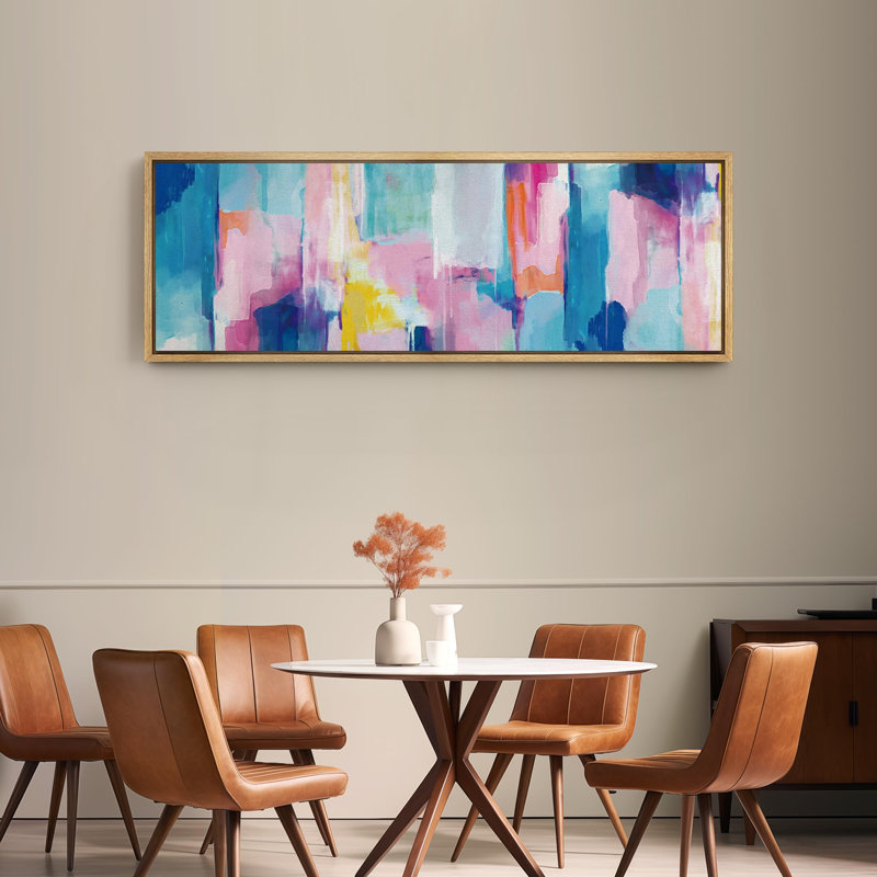 Art moderne abstrait vibrant, H 20 po x l 60 po, Natural
