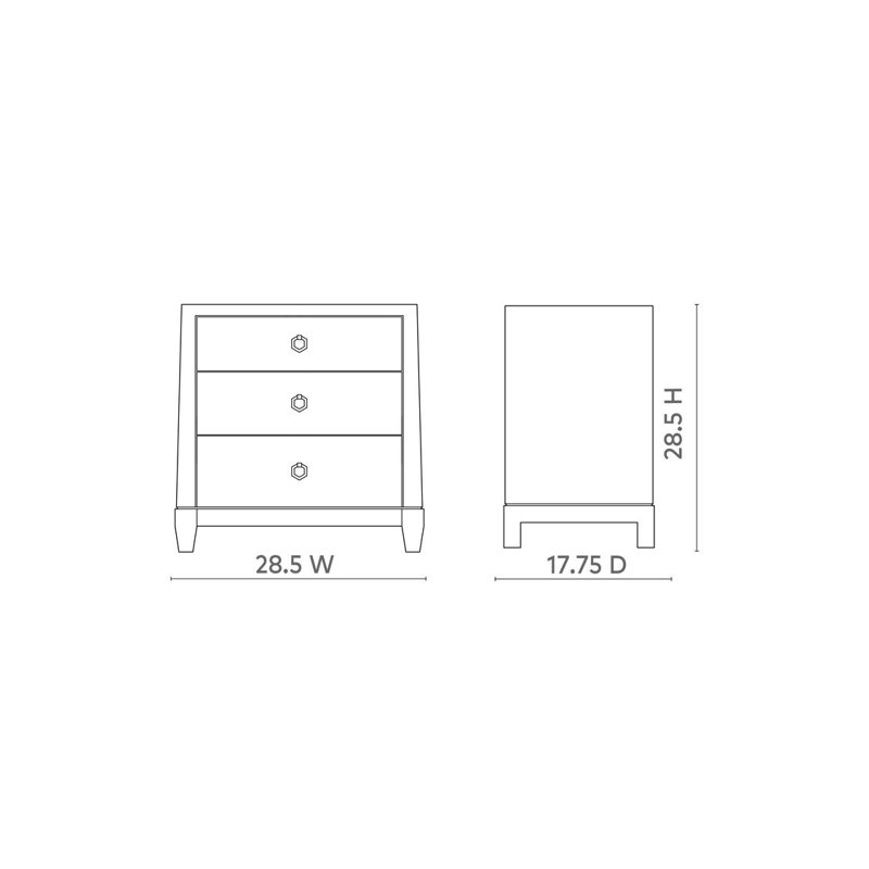 Madison 3 - Drawer Nightstand, Navy Blue Lacquer