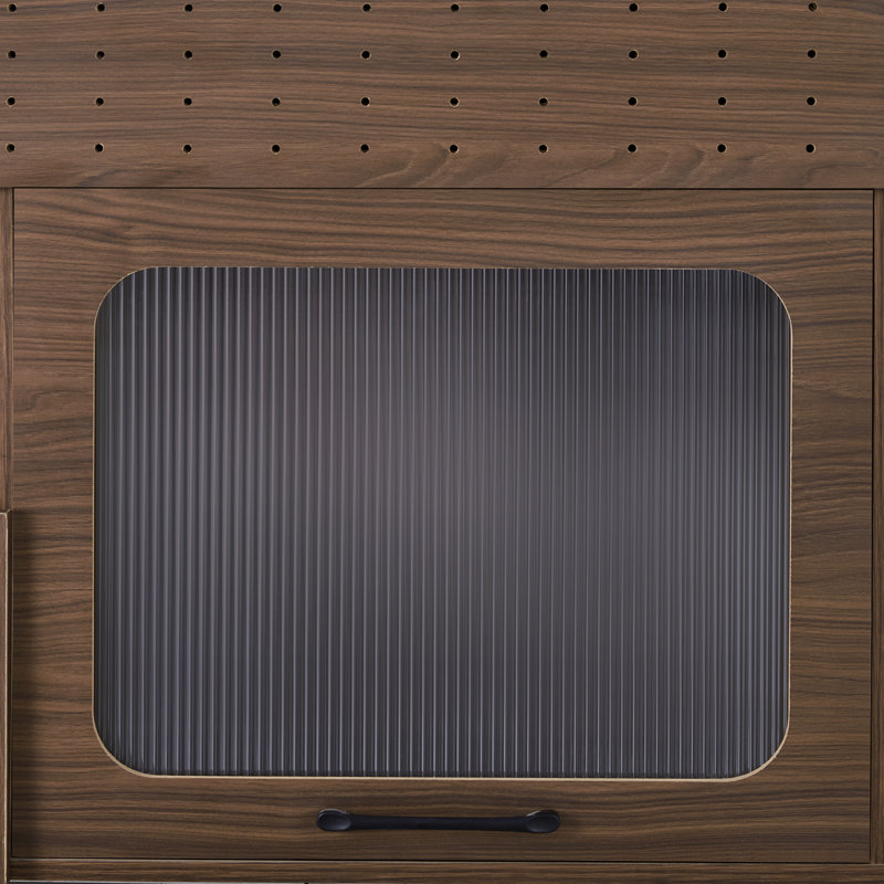 Table d'appoint cachée pour litière 35,5 "avec rangement et roulettes, noyer