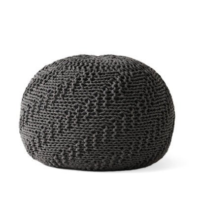 Handmade Dark Grey Knitted Pouf Made From Pet Strands - 20 X 14 Inches For 20.41 14.24