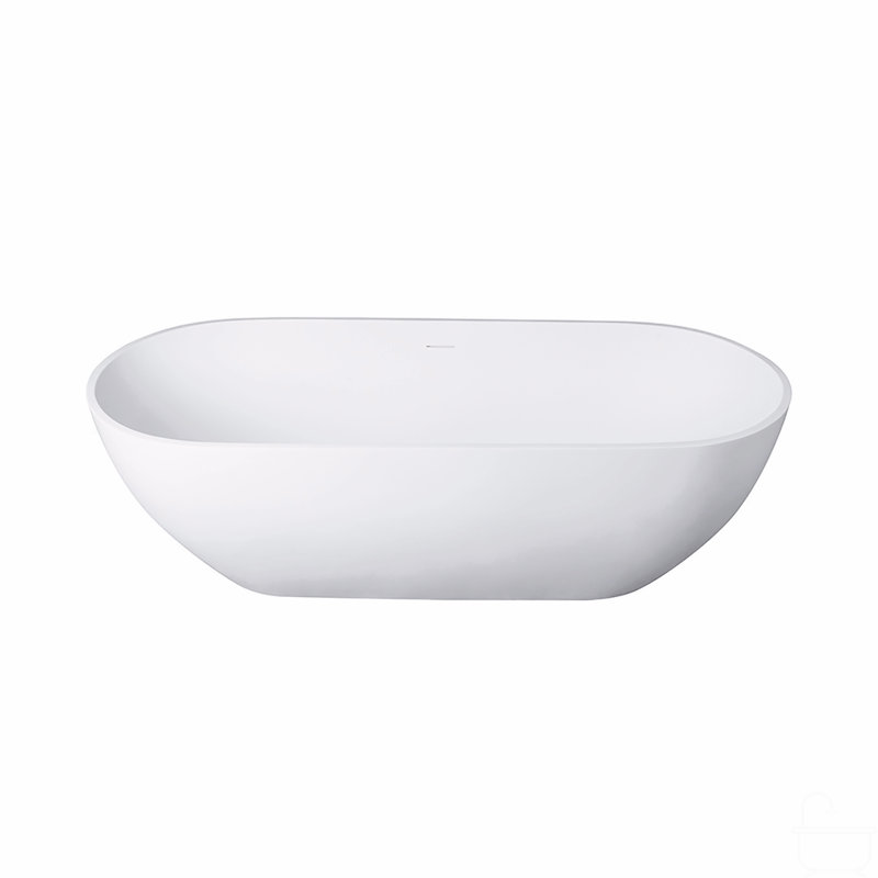 Baignoire de trempage à surface solide de 69 pouces - Baignoire profonde autoportante, Blanc mat