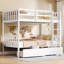 Lit superposé simple en bois d'hévéa simple avec 2 tiroirs, convertible en 2 lits simples, lit superposé simple avec échelle et barrières de sécurité-117321169
