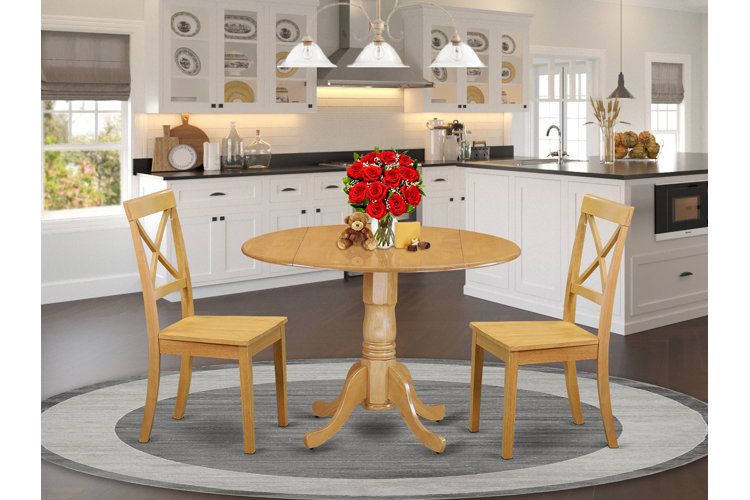 Villani 5 - Piece Drop Leaf Rubberwood Solid Wood Breakfast Nook Dining Set