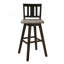 Ensemble de 2 chaises à hauteur de pub, fauteuil pivotant à 360 degrés gris et blanc patiné en bois d'hévéa, chaises de bar à dossier vertical à lattes-2138550045