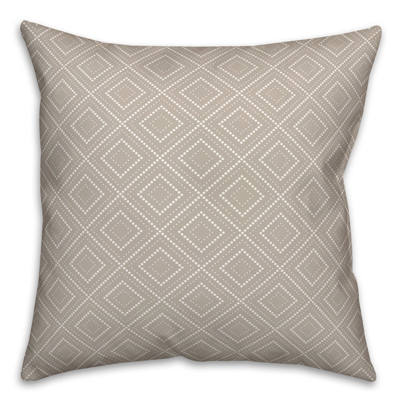 Housse de coussin carrée à motif de losanges d’extérieur, Gris