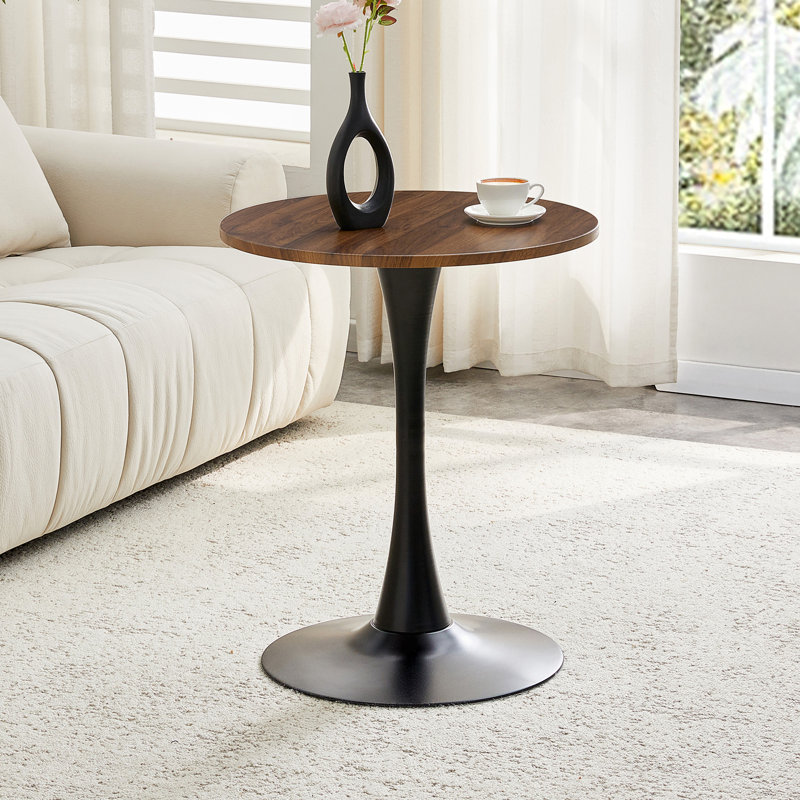 Table ronde, table de salle à manger moderne, table de salle à manger, plateau en panneau de fibres à densité moyenne et base tulipe en acier, table de cuisine, table basse de style Mid-Century pour salon 24 pouces, table de salle à manger ovale