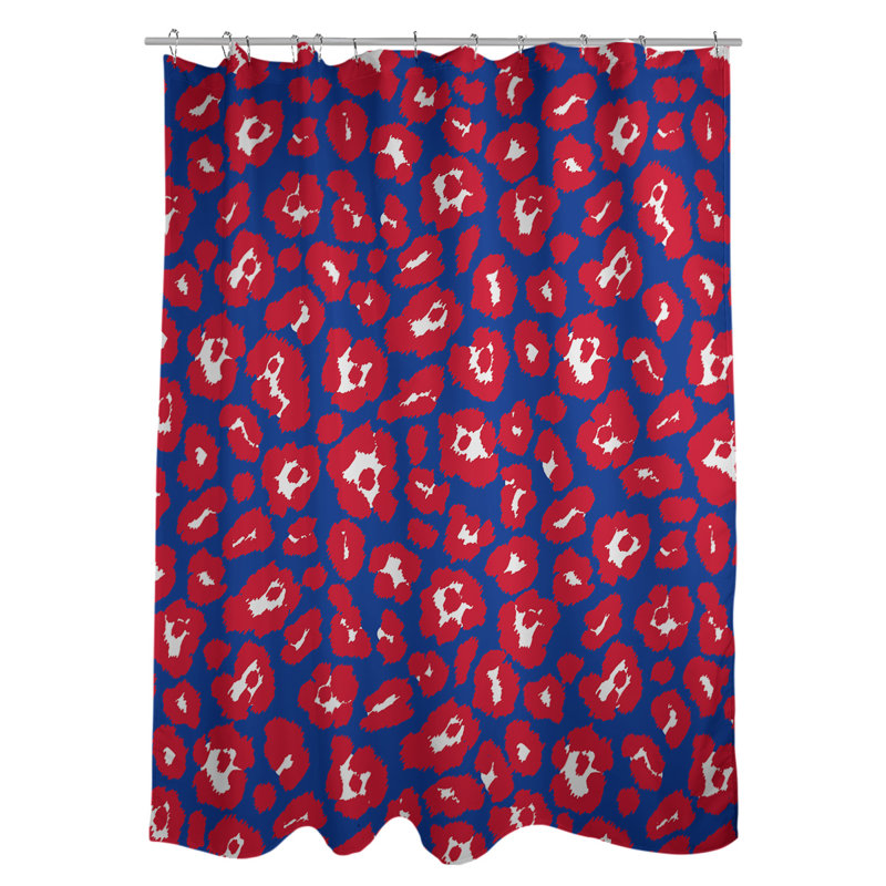 Ensemble de rideau de douche 2 pièces à imprimé animal, Bleu / rouge / blanc