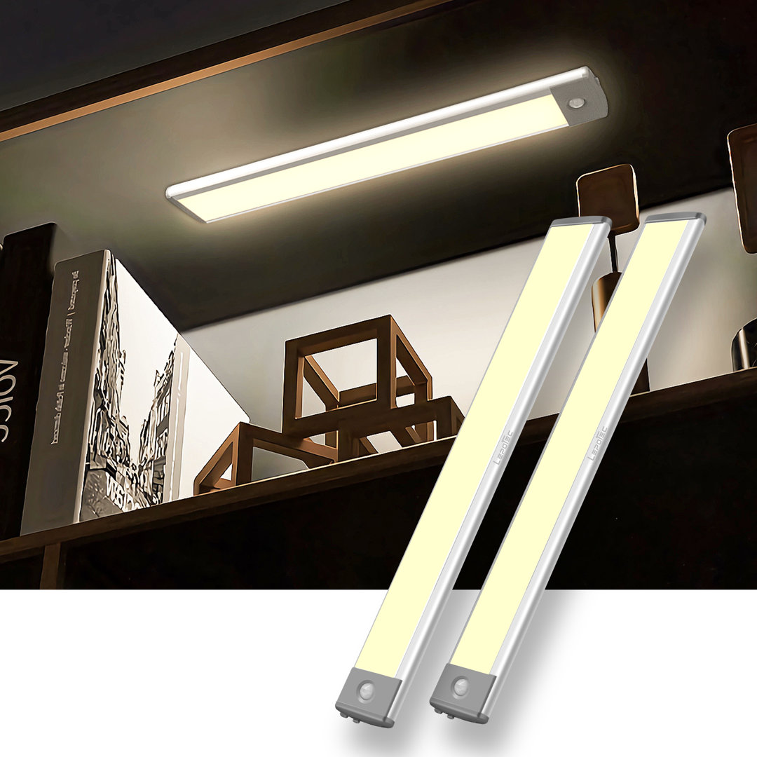 14.5Inch Motion Sensor Closet Light, 62LED Wireless Rechargeable Under Cabinet Light (Set of 2) Lepotec Finish: Warm