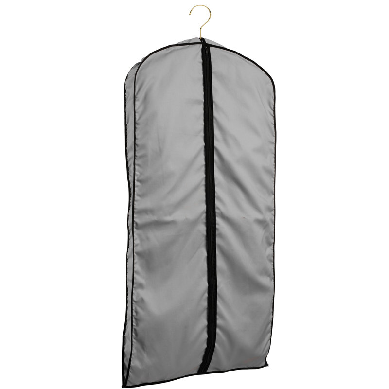 60'' Breathable Gray Cotton Poplin (Black Trim) Garment Bag