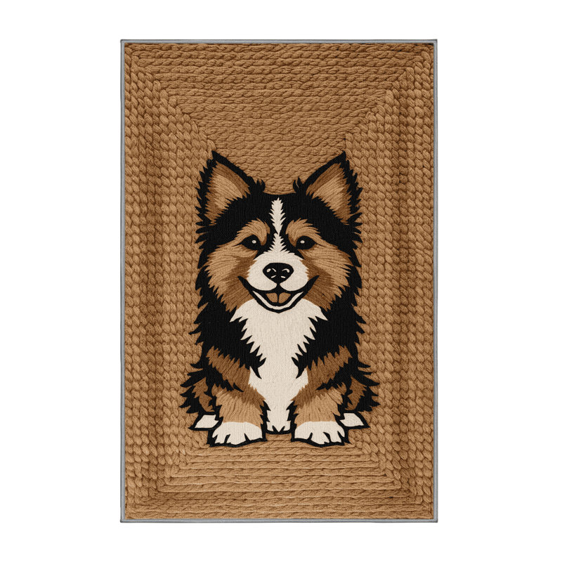 Washable Kishu Ken Dogs Area Rug, Rectangle 2' x 3'