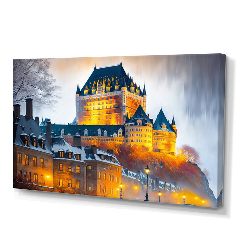 «Chateau Frontenac in Winter V», reproduction sur toile, Toile tendue, 28" H x 60" W