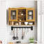 Armoire coulissante 35,4 "à 2 portes avec trois niveaux d'espace de rangement, convenant aux salles de bain, cuisines, salles à manger, naturel