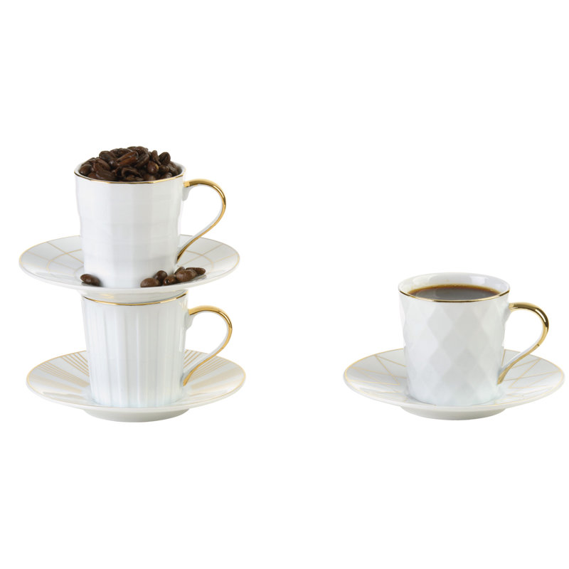 Lux Porcelain Espresso Cup and Saucer, Gold