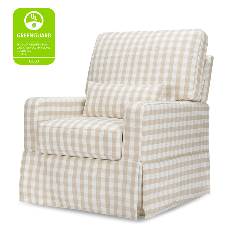 Crawford Pillowback Comfort Swivel Glider, Tan Gingham Livesmart®
