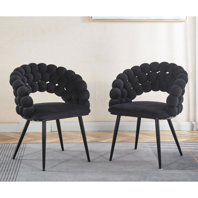 Black Chair  2 : Golden Legs, Soft Cushions, Comfortable For Living, Dining, Cafe Rooms Modern , Cushions Various