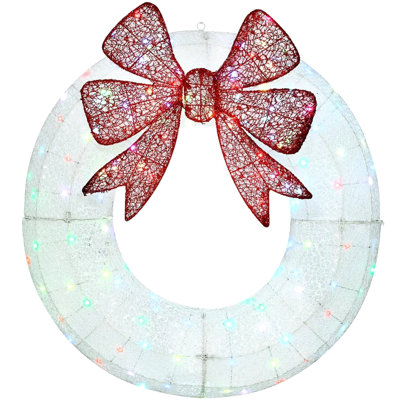 Couronne de Noël avec minuterie quotidienne, décoration de guirlande lumineuse Outsunny avec DEL bicolore, télécommande pour l'intérieur et l'extérieur