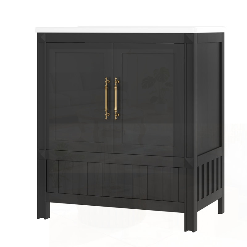 Meuble-lavabo de salle de bain avec lavabo et rangement multifonctionnel, avec tiroirs et tablettes pour une élégance organisée