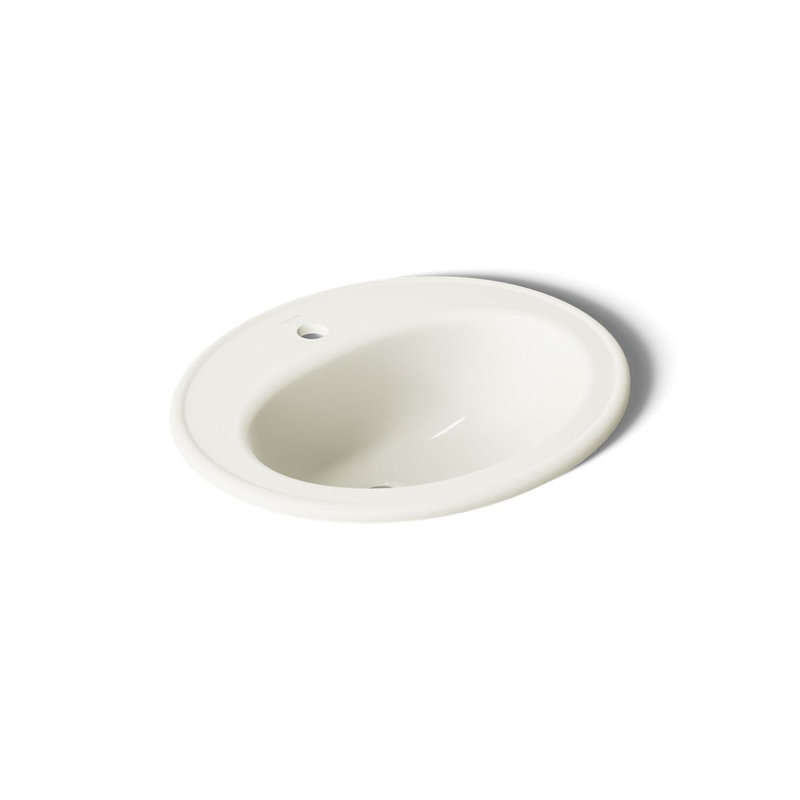 Pennington Ceramic Oval Drop-In Bathroom Sink with Overflow, Single, Biscuit