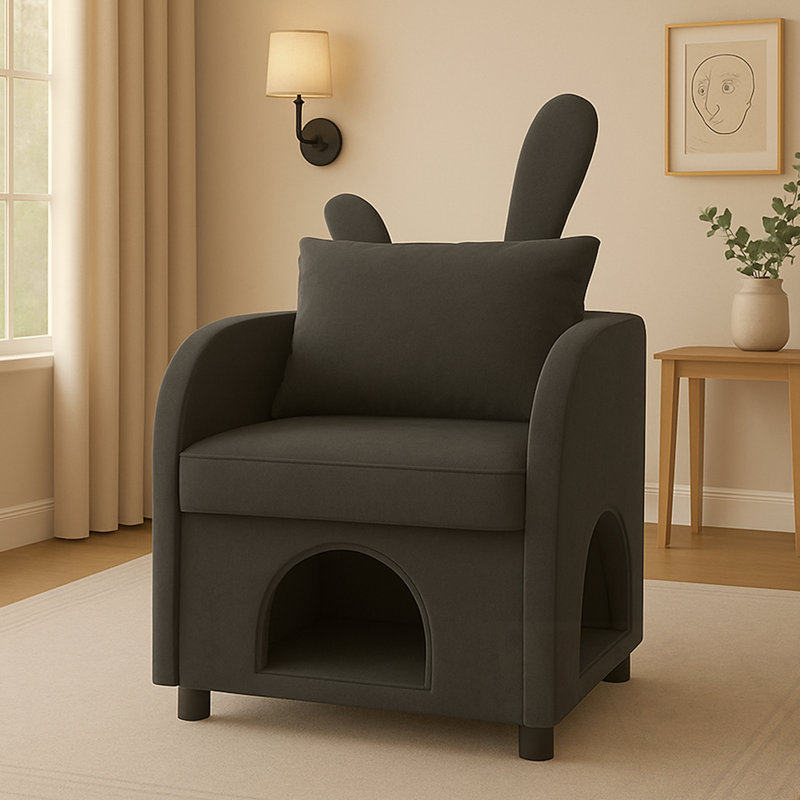 Fauteuil d'appoint rembourré avec rangement pour oreilles et lapin