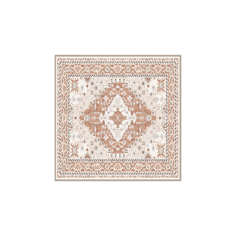 Firmine Chenille Washable Oriental Indoor Rug, Square 5'