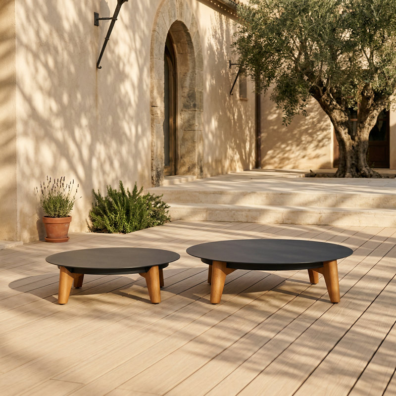 2-pieces Round Indoor/outdoor Aluminum Patio Coffee Table