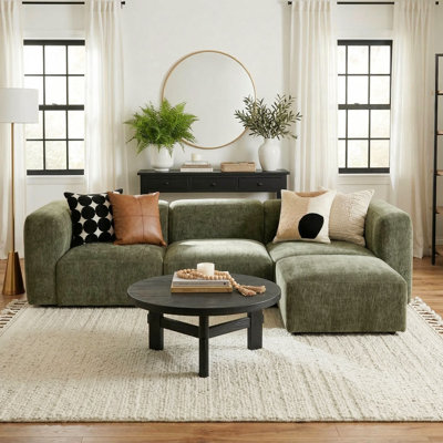 Beaverson 101" Wide 4-Piece Modular Chenille L-Shaped Sectional With Ottoman