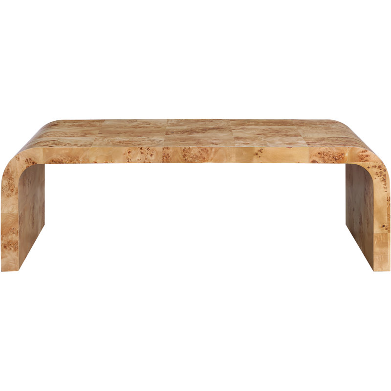 Cresthill Elegant Burl Wood Rectangular Coffee Table in Natural Ash