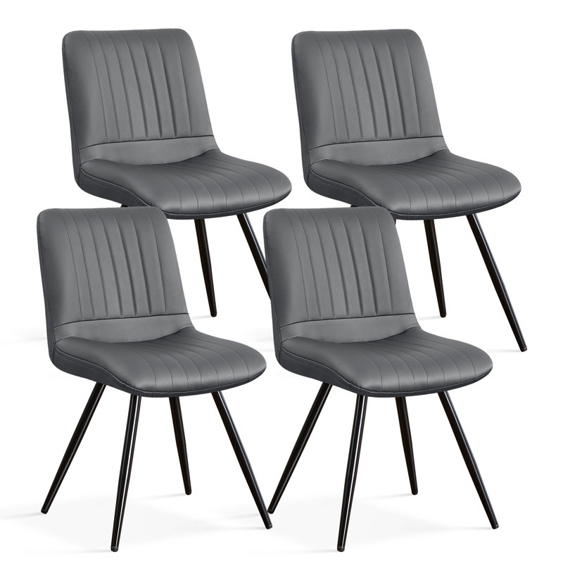Chaise rembourrée en similicuir, Gris foncé, 4
