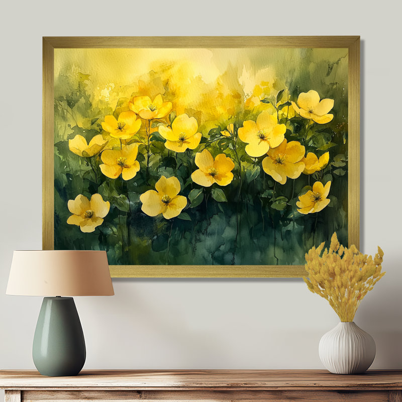 Iolene Summer Tree Dogwood S Gentle Embrace III - cornouiller, art mural, H 30 po x l 40 po, Floater Framed, Or