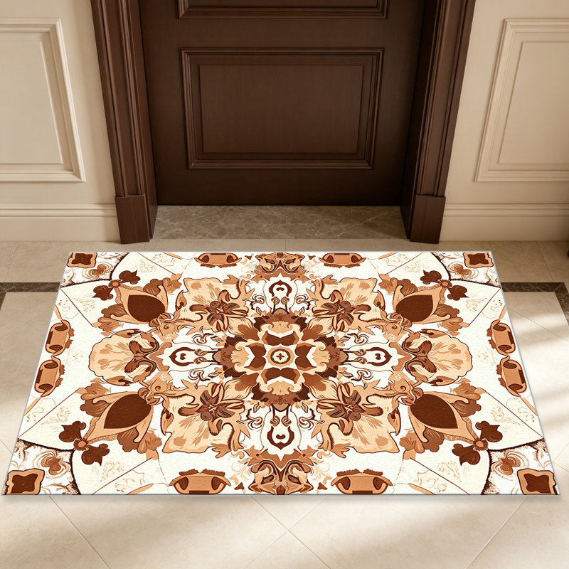 Warm Coffee Cream Floral carpet-easy to clean, machine-washable, soft and comfortable; suitable for door mats, kitchens, living rooms, bedrooms, corridors, and laundry areas. Easy to clean, durable carpet for home decoration.