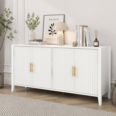 Accent Storage Cabinet Sideboard Wooden Cabinet with Metal Handles for Hallway, Entryway, Living Room