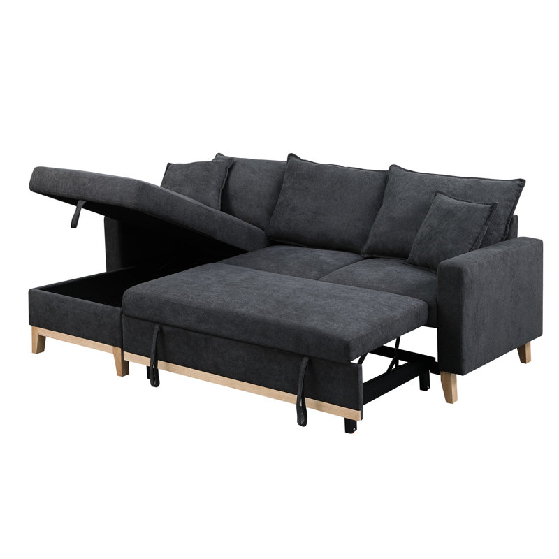 Canapé modulaire 83,28 po gris foncé avec rangement, méridienne, méridienne réversible et option
