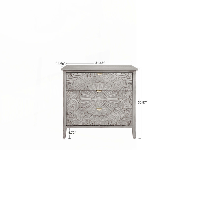 Console en bois avec 3 tiroirs, bois