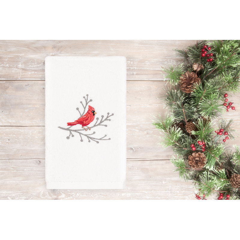 Christmas Midweight Hand Towel, White