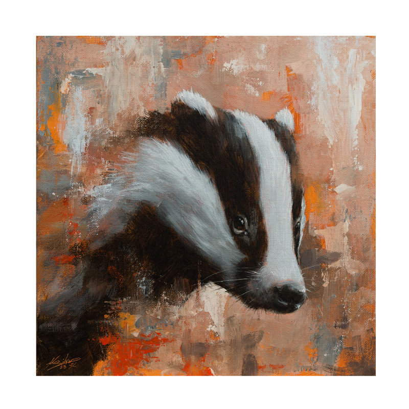 Art sur toile John Silver Badger, H 14 po x l 14 po