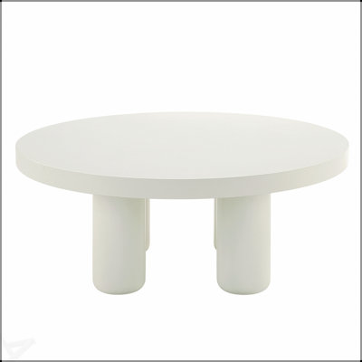 Table basse ronde à finition blanche Loanna, robuste et élégante pour les espaces de vie modernes, parfaite pour la décoration et l'utilisation quotidienne.