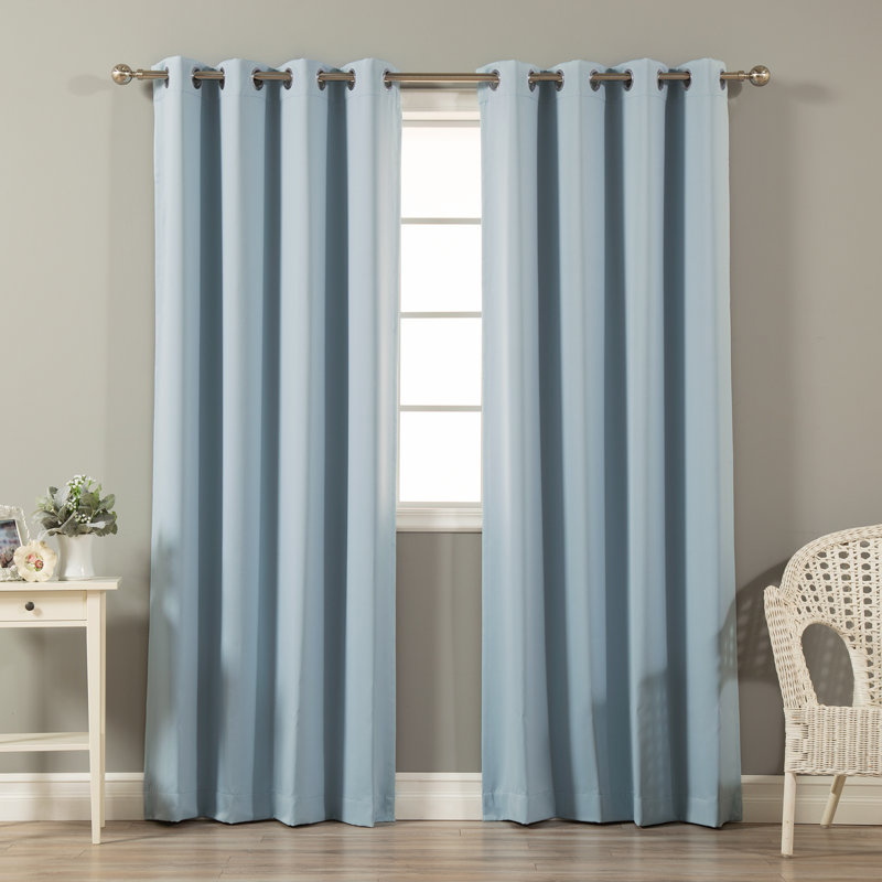 Schaeffer Solid Blackout Thermal Grommet Curtain Panels, Sky Blue, 52"W x 96"L
