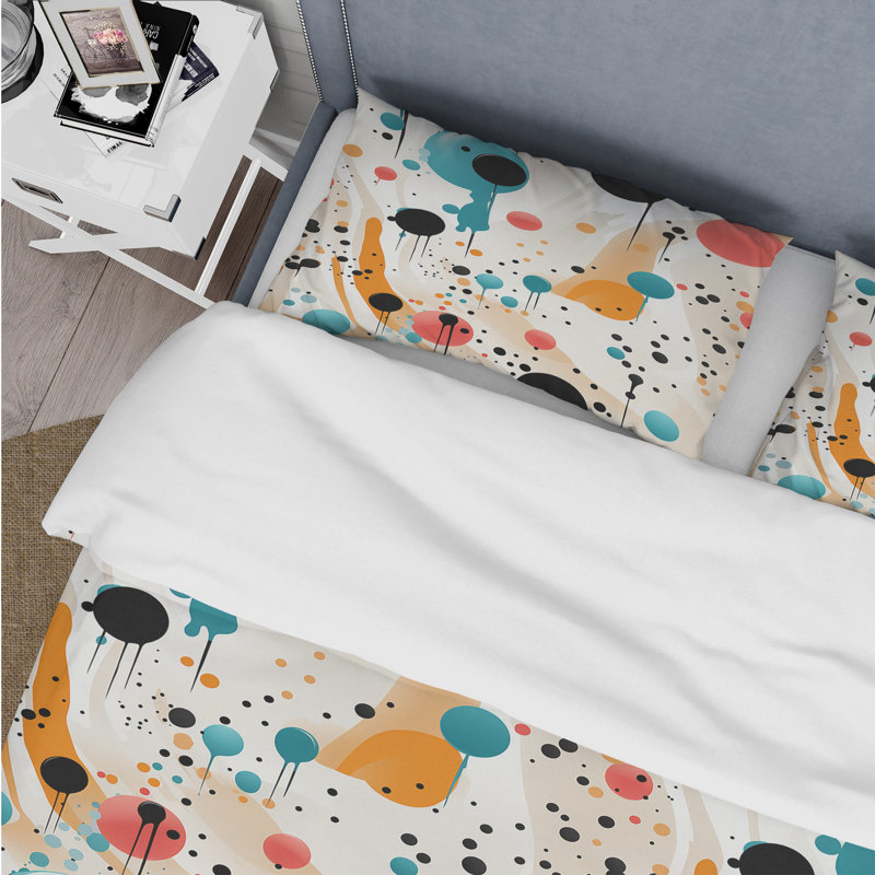 Ensemble de housse de couette à pois jaune et bleu Fashion, Housse de couette pour grand lit et 2 taies décor