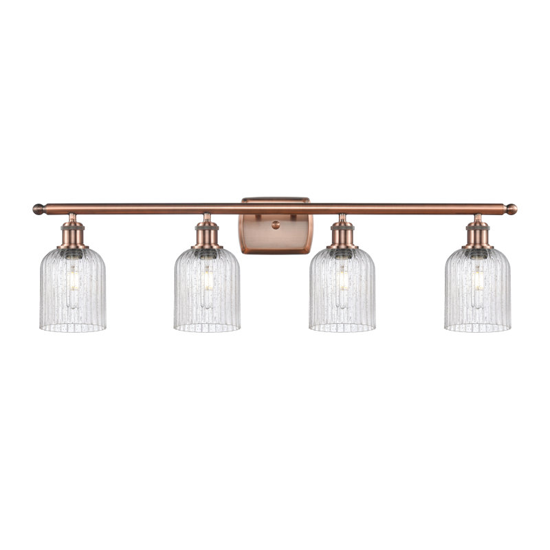Éclairage pour meuble-lavabo à 4 lumières à intensité variable Fiennes Veil, Cuivre antique, Grainé